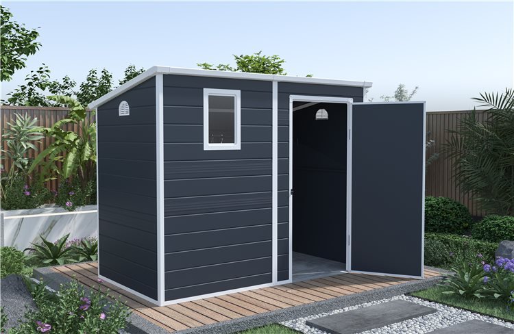 Lotus Oxonia Pent Plastic Shed Dark Grey With Floor