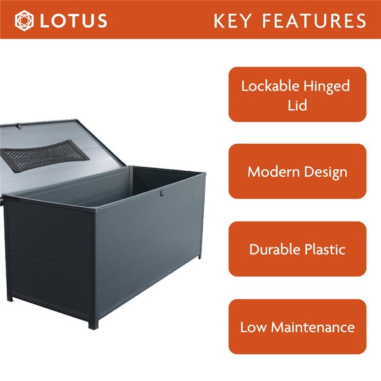 Lotus Astrum Plastic Garden Storage Box Grey