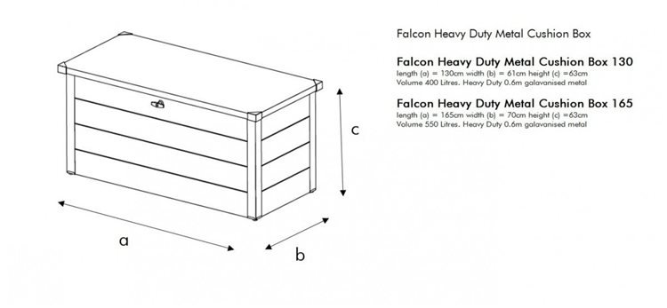 Falcon Heavy Duty Metal Cushion Storage Box 130 - PB-BA2