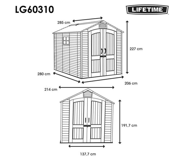 Lifetime 7ft x 9.5ft Heavy Duty Plastic Shed - 60252